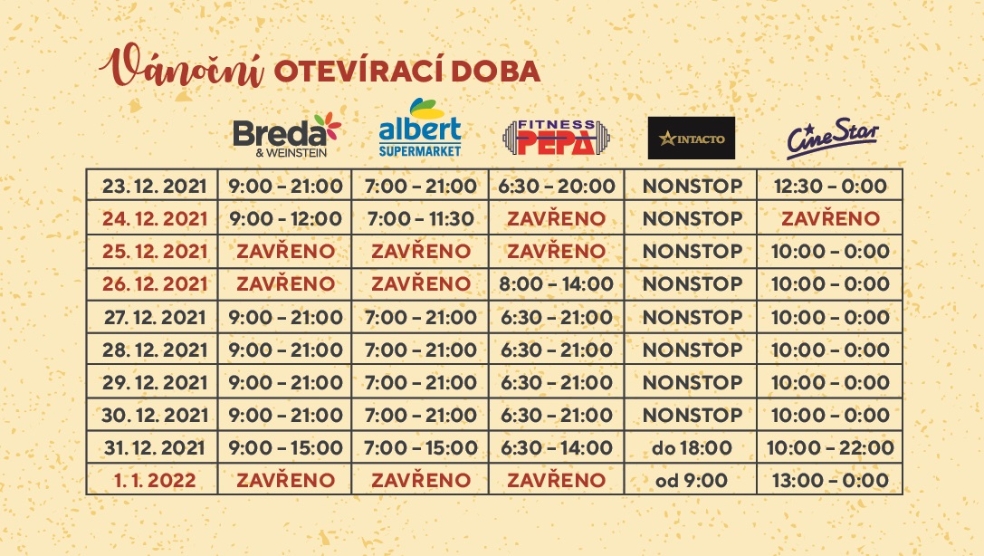 Vánoční otevírací doba