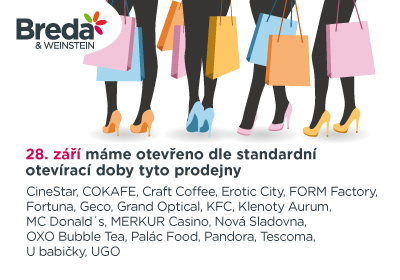 STÁTNÍ SVÁTEK  28. 9. 2025 - otevírací doba 